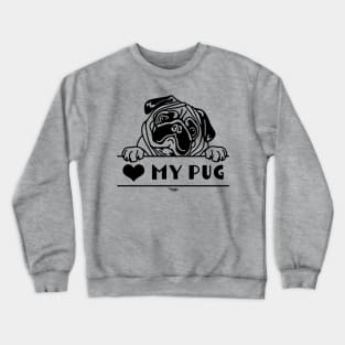 Heart My Pug, Pug Portrait Crewneck Sweatshirt